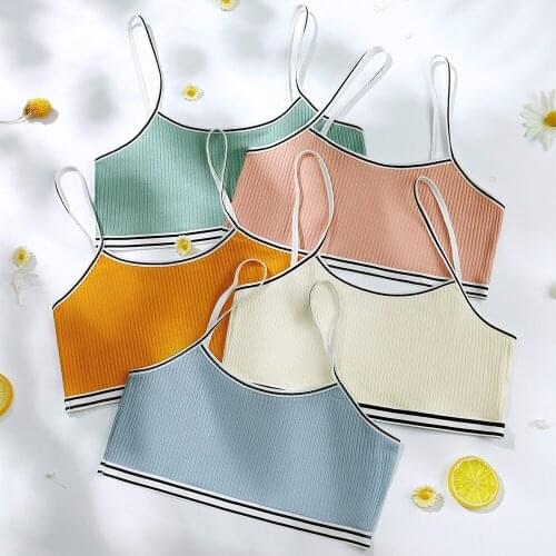 New Simple Sports Top For Girls Striped Fashion Womens Underwear Comfort Cotton Lingerie Breathable Tube Top Bras Teenager