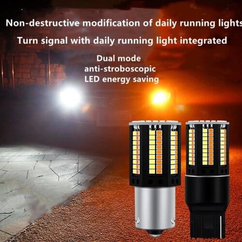 1Set 1156 P21W BA15S PY21W BAU15S 3156 7440 W21W 2016 NO Error LED Canbus Car DRL Turn Signal Light 12V DC Switchback Dual Color