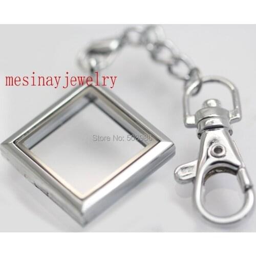 10 pcs Magnet plain rhombus glass locket key rings keychains xmas gift mothers day present