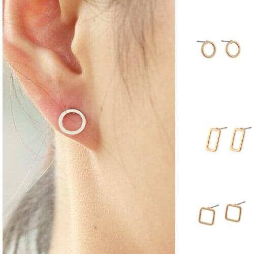 2021 fashion womens earrings wild simple geometric triangle round hollow simple and fashionable temperament earrings