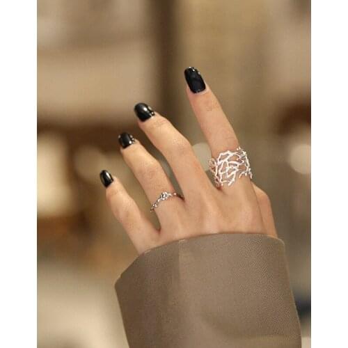 2021 New Year Gifts 925 Sterling Silver Wide Side Hollow Branches Rings For Women Fine Jewelry, Woman Ring Silver Accessories