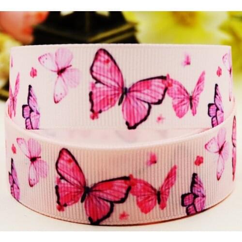 22mm 25mm 38mm 75mm Butterfly Cartoon printed Grosgrain Ribbon party decoration 10 Yards X-03422