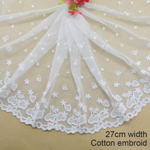 27cm big width white lace cotton embroidery lace french lace ribbon fabric guipure diy trim warp knitting sewing Accessories3012