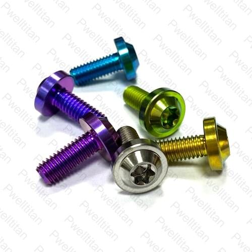 6 PCS Titanium Alloy Bolts M6 X 15 20 25 30 35mm Torx Umbrella Head For Motorcycle Mountain Bike Brake Disc Fastening Screw GR5