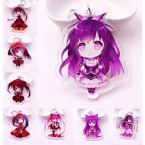 Anime Date A Live Yoshino Cosplay Acrylic Cute Cartoon Keychain Yatogami Kurumi Bag Pendant llaveros Chaveiro portachiavi K0138