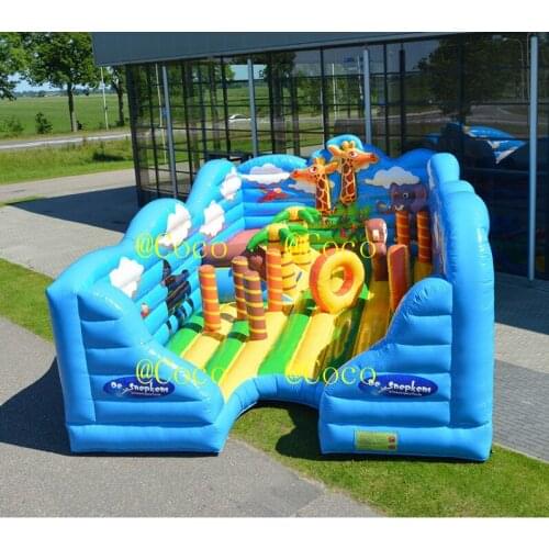 Free ship to sea port!Kids play equipment funny animals forest inflatable bouncy house,commerical jump house with obstacle