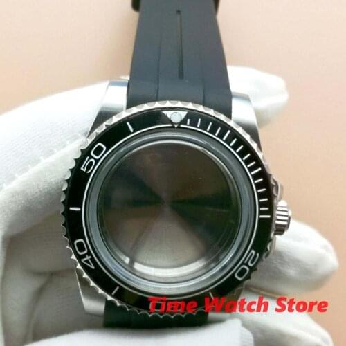 40mm watch case Sapphire glass ceramic bezel stainless steel with rubber strap fit ETA 2824 2836 Miyota 8215 DG 3804 movement