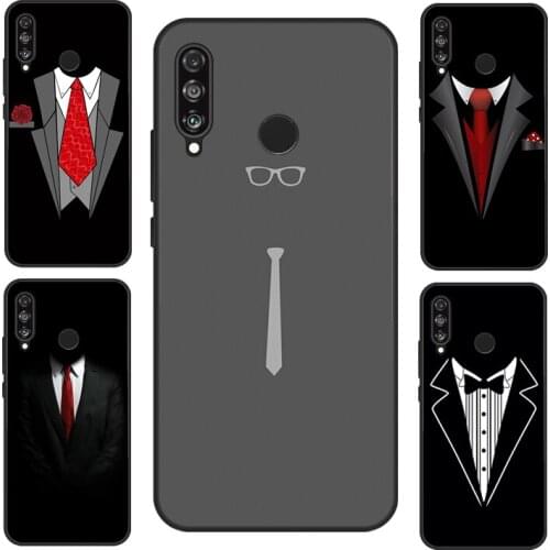 Suit and Tie For Huawei P40 Lite P20 P30 Pro Mate 20 Lite Nova 5T P Smart 2019 Case For Honor 8X 9X 10i