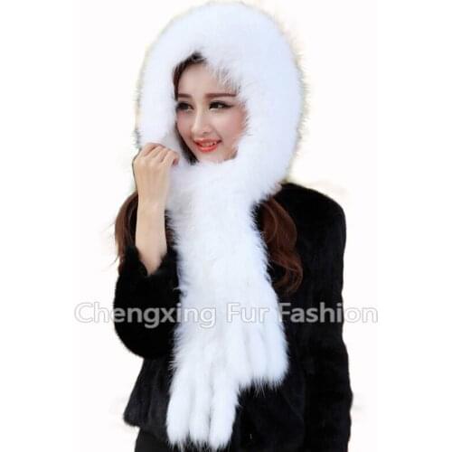 CX-C-40A Hand Knit Real Fox Fur Women Winter Hat