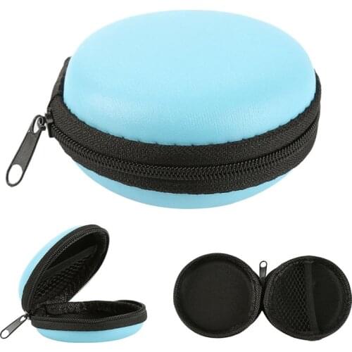 Earphone Holder Case Storage Portable Case For Headphones Zippered Round Storage Hard Bag Headset Box For Memory Card USB Cable