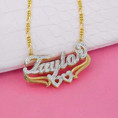 DOREMI 3D Custom Necklaces New Style Custom Name Necklace Name Personalized Double Gold Plated Nameplate 3D Necklace Hip Hop