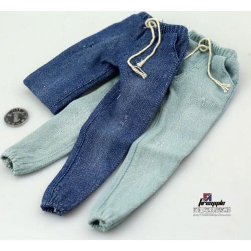 FA005 1/6 Trend Soldier Blue Imitated Washed Elastic Jeans 12-inch Dolls Available In Stock