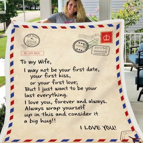 Fleece Blanket to My Daughter Son Wife Letter Printed Quilts Air Mail Blankets