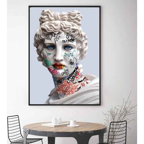 Graffiti Street Art Apollo Sculpture Canvas Painting Poster and Prints Wall Art Statue Picture for Living Room Home Decoration