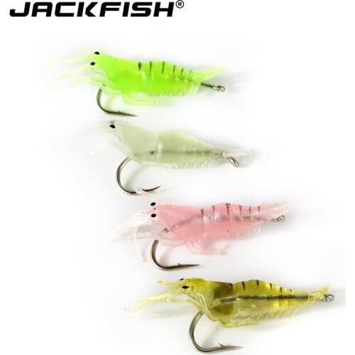 JACKFISH soft shrimp lure with hook 10pcs/lot soft artificial shrimp baits 4CM soft baits fishing lure japan prawn salmon lures
