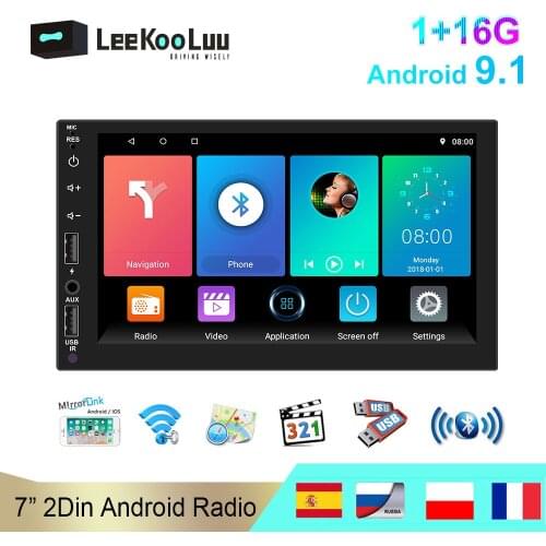LeeKooLuu Android 9.1 Autoradio 2 Din Car Radio GPS Navigation 7" Universal Auto Radio 4 USB Wifi 2Din Central Multimidia Player