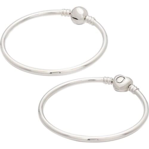 Lomeo 925 silver logo heart shape round buckle head basic bracelet simple and elegant gift female