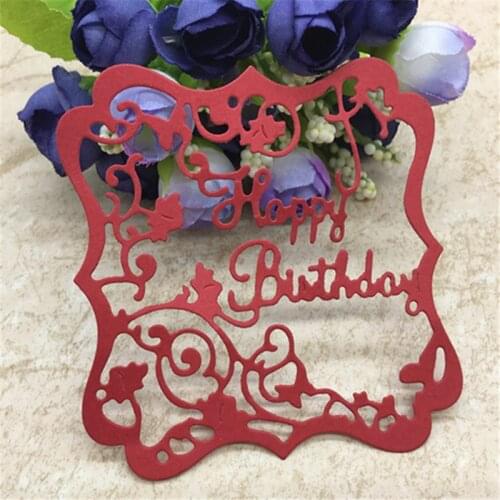 Happy Birthday Flower Frame Metal Cutting Dies Scrapbook card invitation paper craft party decor embossing stencil cutter