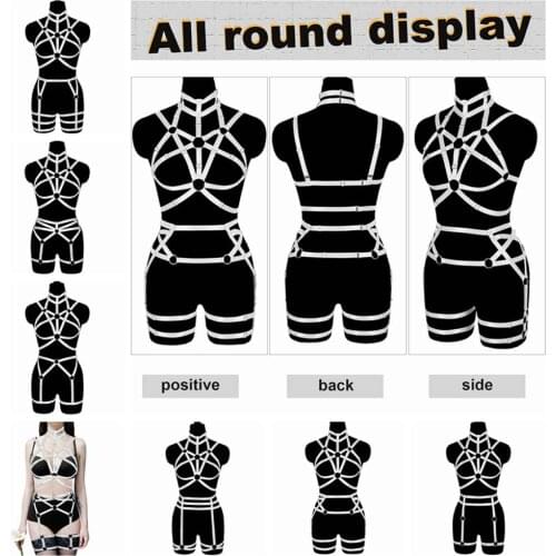 Fashion Harness For Women Sexy Body Cage Fetish Goth Accessory White Lingerie Bdsm Bra Garter Sword Belt Dance Festival Rave