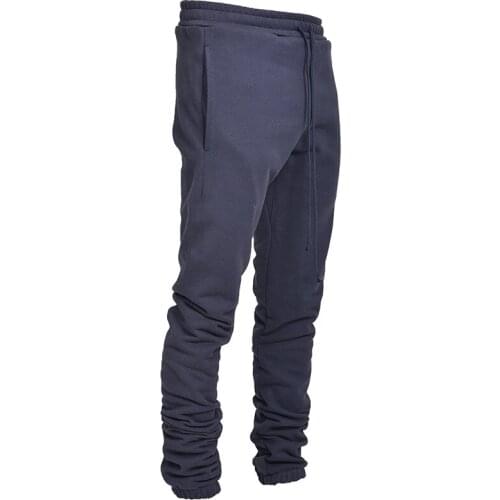 2021 Mens New Autumn Fleece Fashion Casual Pants Elastic Lace Solid Color Knitted Sweatpants