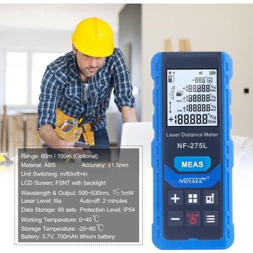 NF-275L Green Laser Beam Laser Distance Meter Indoor Outdoor Rechargeable Handheld Laser Range Finder Electric Distance Meter