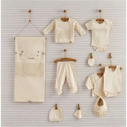 Organic 10-pack baby child Hospital Outlet 100% cotton Bodysuit, body, blanket hat apron gloves hankerchief socks children set