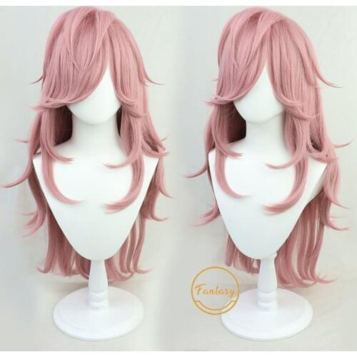 Yayoi Kusakabe Anime High-Rise Invasion Cosplay Long Pink Hair Heat Resistant Synthetic Wig Halloween Party + Free Wig Cap
