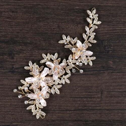 Golden Crystal Rhinestone Flower Party Bridal Headband Hair Band Tiara Hair Jewelry LB