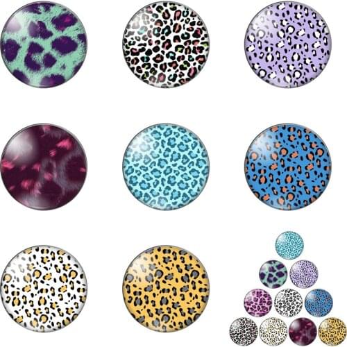 Various Colors Leopard Paintings 10pcs 12mm/14/16/18mm/20mm/25mm Round Photo Glass Cabochon Demo Flat Back Making Findings