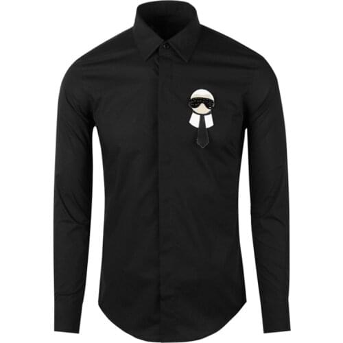 New Nice Men Digital High Leather beaded Doll Fashion Silk Casual Shirts Shirt high quality Pocket Long-sleeves S 2XL #N196