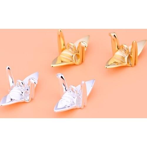 S925 sterling silver diy accessories, 1000 paper crane earrings pendant, handmade material pendant accessories