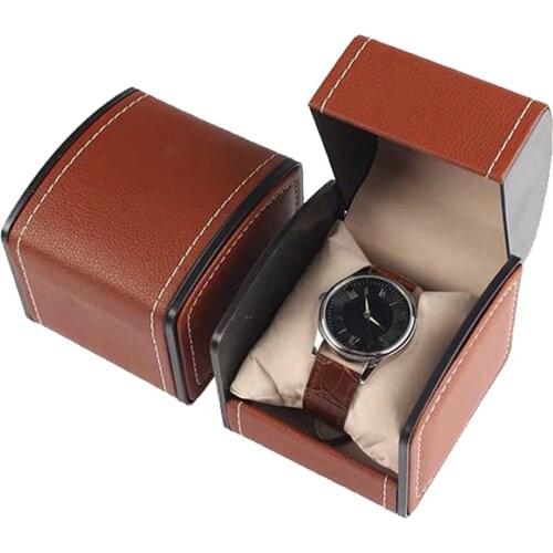 Portable Watch Box PU Leather Watch Case Organizer Storage Holder for Men Women Bracelet Vintage Jewelry Box with Leather Pillow