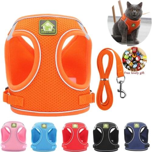Reflective Cats Kitten Vest Harness Leash Set for Small Medium Cats Dogs Supplies Breathable Chest Strap Harness Walking Leash