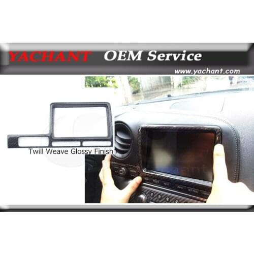 Car Styling Dry Carbon Fiber Twill Weave Glossy Finish Trim Fit For 2008-2010 R35 GTR CBA LHD RSW Style Monitor Cover