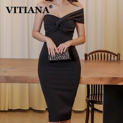 VITIANA Women One Shoulder Sexy Party Midi Dresses For Womens Summer 2020 Female Strapless Backless Club Dress Femme Vestidos
