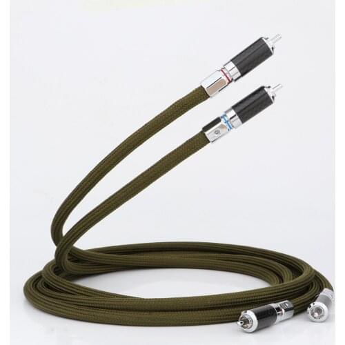 Top Quality rca jack cable audio OFC pure copper plated silver double shield 2 core 2 RCA to2 RCA Audio Cable Line Wire