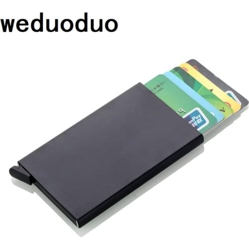 Weduoduo New Credit Card Holder Automatically Business Card Holder Aluminum alloy Men Card Wallet RFID Anti-theft Card Box
