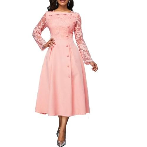 Plus Size Women Dress 2021 Autumn High Waist Slim Ball Gown Dresses Elegant Sexy Patchwork Lace Banquet Long Party Dress 5XL