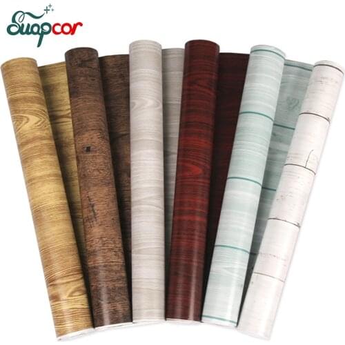 0.45x5m Living Room Study Door Old Furniture Wood Stickers Vinyl Waterproof Wall Papers Cabinet Wardrobe Self-Adhesive Wallpaper
