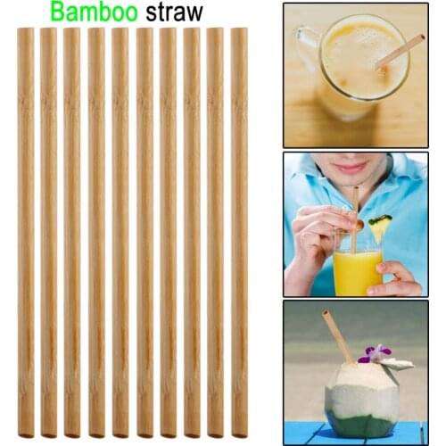 10Pcs Organic Bamboo Straws Reusable With Coconut Fiber Brush 20cm 0.6cm Diameter Drinking Straw Biodegradable Kids Adults