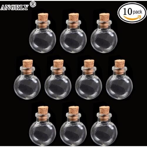 10pcs Mini Glass Bottles Jars with Cork Note Craft Wish Drifting Cork For Wedding Holiday Decoration Christmas Manual Supply