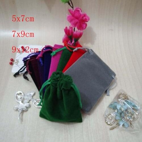 1000pcs/Lot Multicolor Velvet Bags Jewellery Pouches 5x7 7x9 9x12 cm Drawstring Gifts Bags Christmas Wedding Gifts Packaging Bag