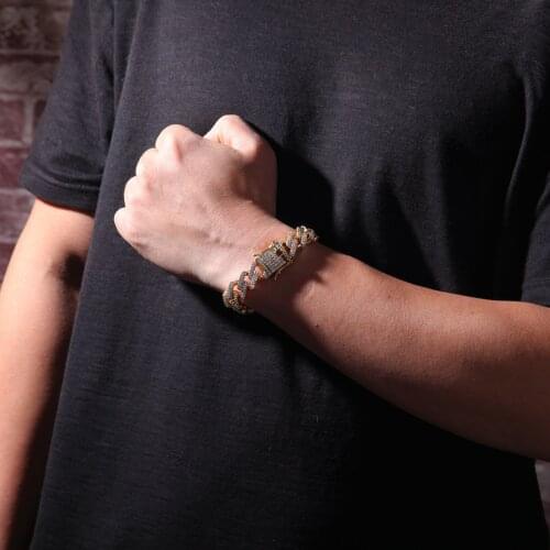 2021 European and American all-around personality Cuban Bracelet hip hop style exaggeration all-around bracelet Jewelry