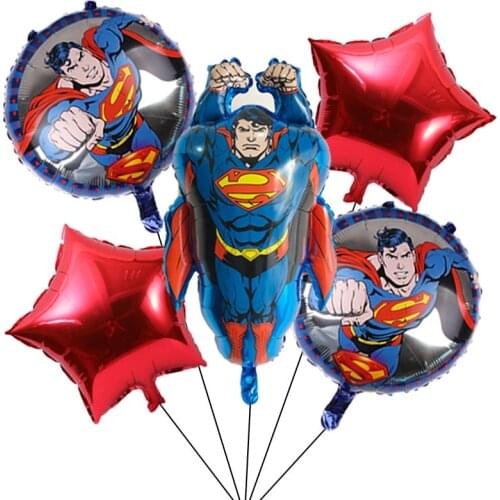 5pcs Super Hero Man Superman Balloon DC Batman Aluminum Foil Balloons Kids Birthday Party Decoration Baby Shower Balloons
