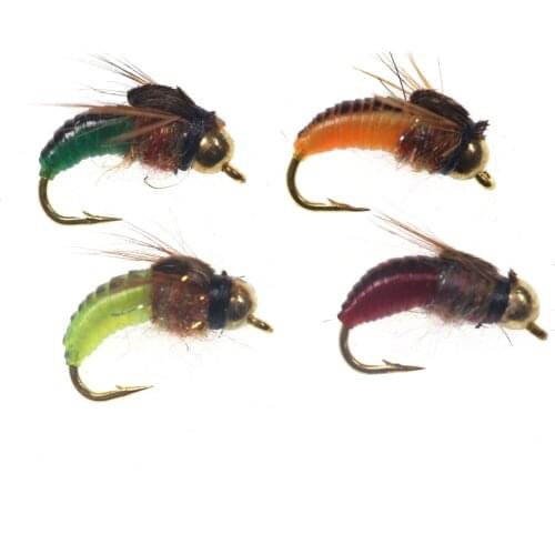 8PCS #12 Hot Sale Brass Bead Head Fast Sinking Caddis Nymph Fly Trout Fishing Flies Artificial Insect Fishing Bait Lure