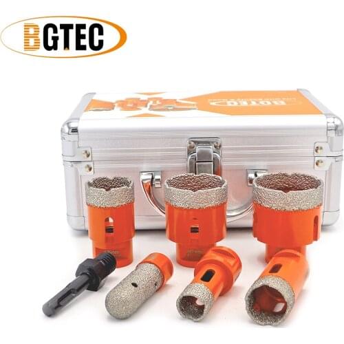 BGTEC 1set 20/28/35/45/50/F20/SDS Vacuum Brazed Diamond Drill Core Bits With Box 5/8-11 thread Hole saw
