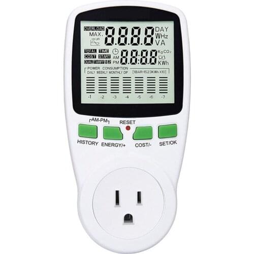 Digital Wattmet Power Meter Energy Meter Voltage Chart Power Measuring Socket Indoor Countdown Timer Socket Grounded