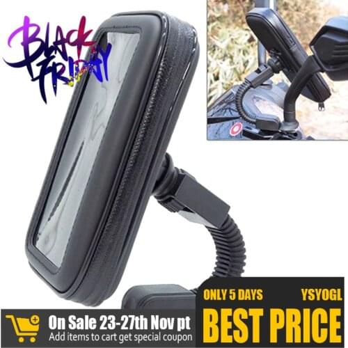 Motorcycle Phone Holder Mount Bracket for Scooter Rearview Mirror Stand Waterproof Bag Universal Motorbike Phone Bag