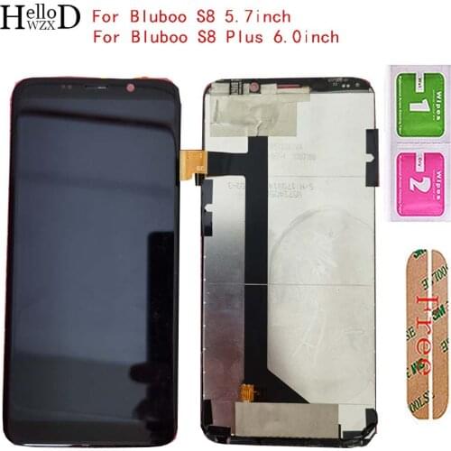 Mobile LCD Display For Bluboo S8 / S8 Plus LCD Display + Touch Screen Digitizer Panel Assembly Perfect Repair + Tools 3M Glue