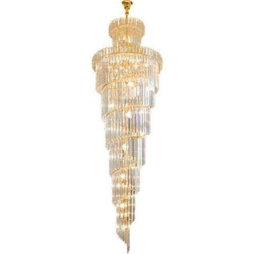 Duplex floor chandelier villa hollow building hall crystal chandelier modern minimalist living room spiral staircase chandelier